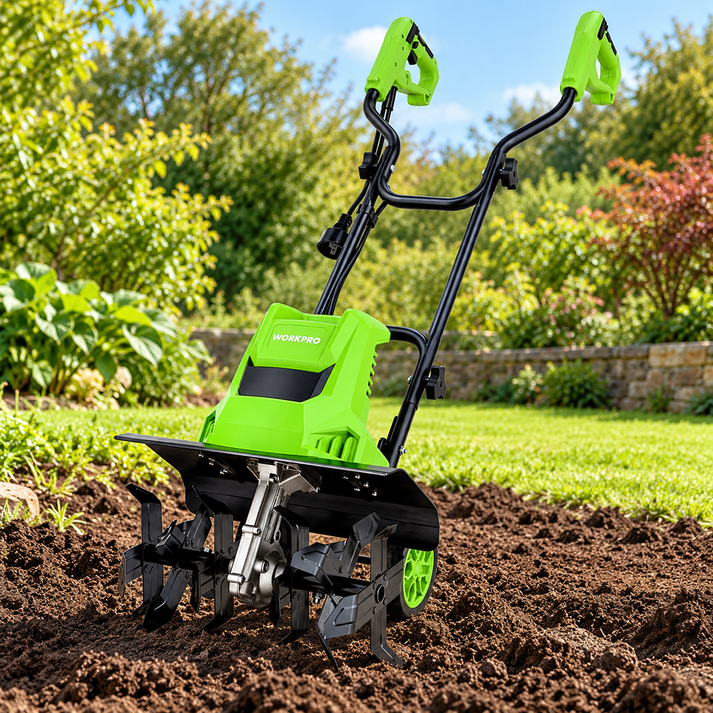 WORKPRO 12.5Amp Electric Corded Tiller Electric Tiller Cultivator 16" W x 8.7" D